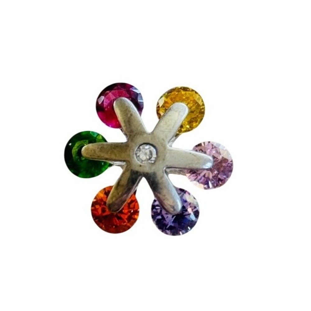 Star Candy Atomic Cocktail Ring Statement Colorful Signed Best Silver Plated